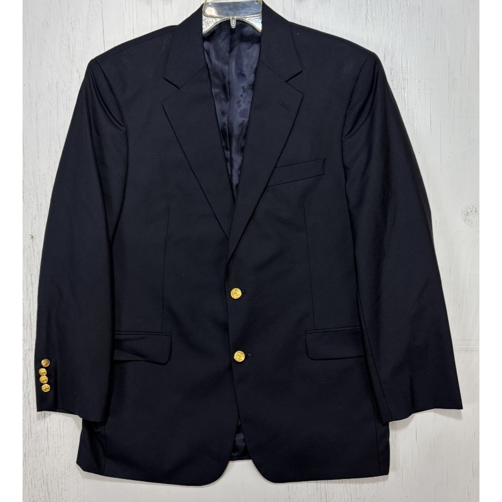 Brooks Brothers Blazer Mens Size 41R Blue Loro Piana Brooksease Gold Button